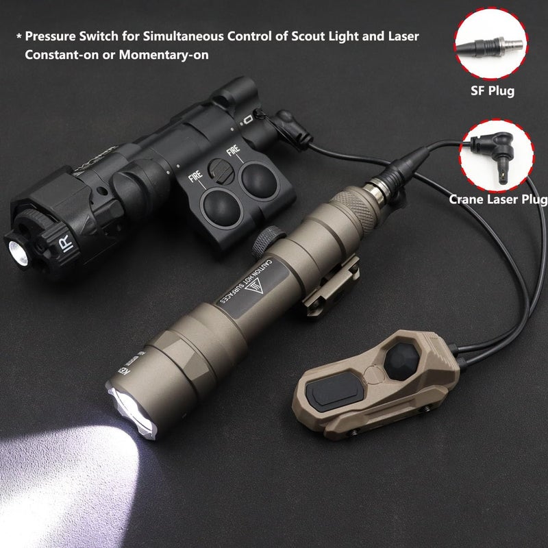 LThyzszb Tactical Dual Remote Pressure Switch Compatible with Crane Laser & SF M300/340/M600/640DF Weapon Lights and Lasers (Crane Laser Plug-Tan) - Image 2